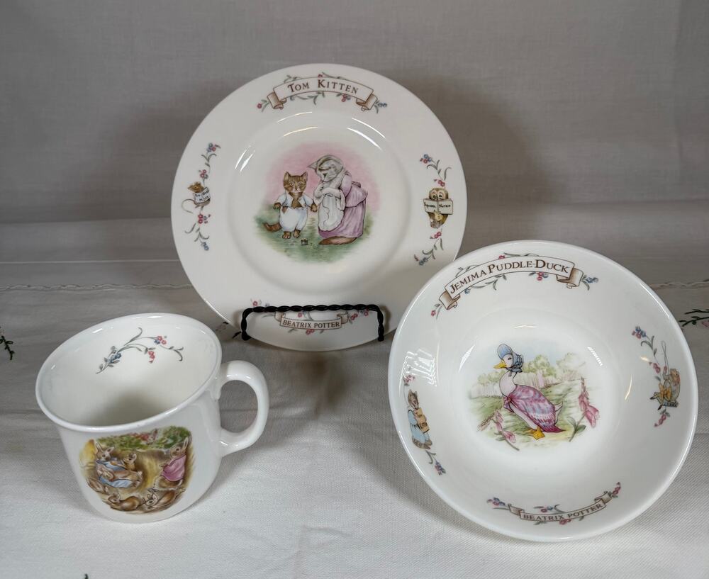 Royal Albert Beatrix Potter 1986 Children's Set 3pc Bone China England w/box